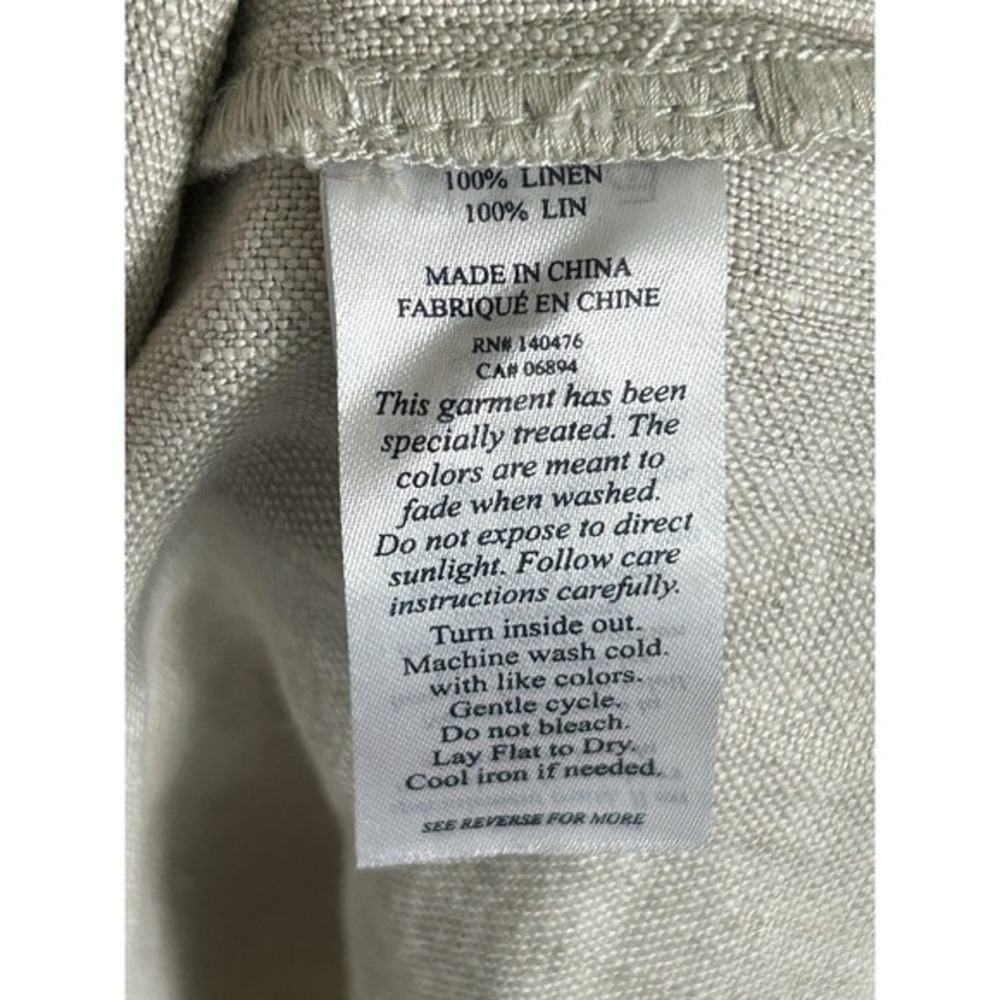 Faherty Linen Shirt Dress M Belted Midi Utility Button Front‎ Pockets neutral - Picture 11 of 12